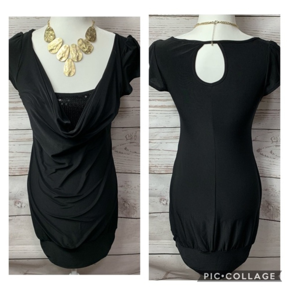 EUC Studio T Cowl Neck Sequin Dress